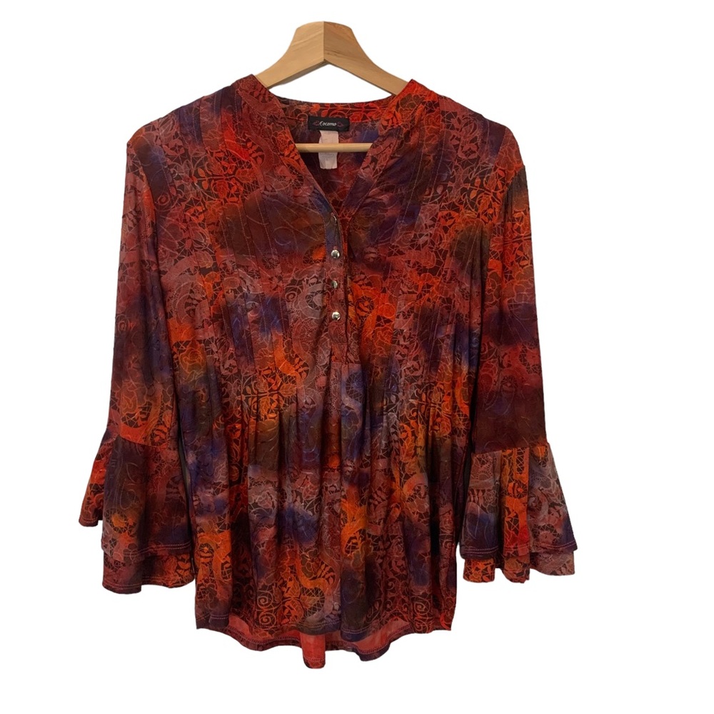 Cocomo Multi-Colored Blouse with Layered Bell Sleeves Women’s S